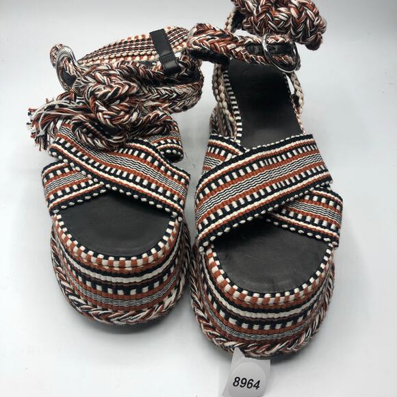 Free People x Amambaih Beatriz High Platform Wrap Sandals Cognac US 8/EU 38 NEW - Picture 9 of 9